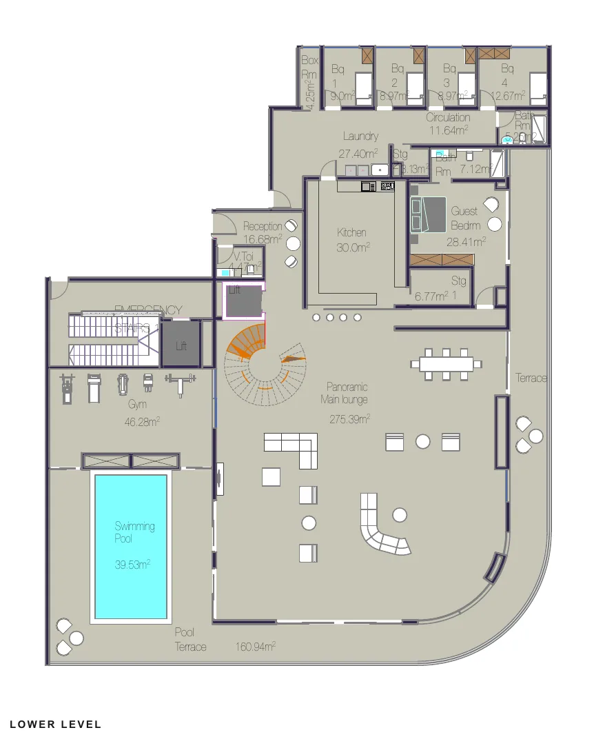 Floor plan, residence SE-P1, lower level